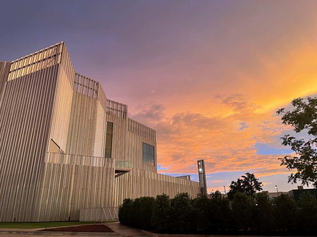 Sunset view of Oklahoma Contemporary