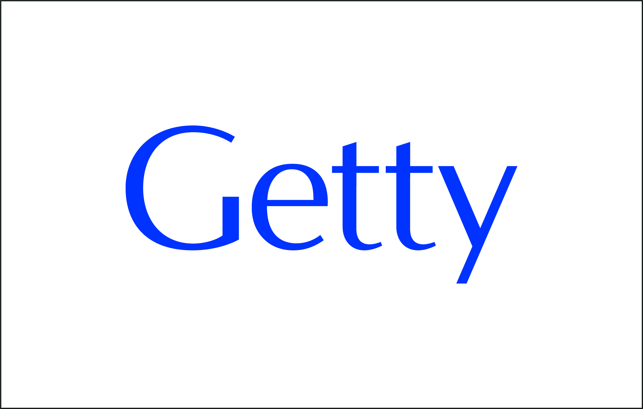 "Getty" in bright blue letters