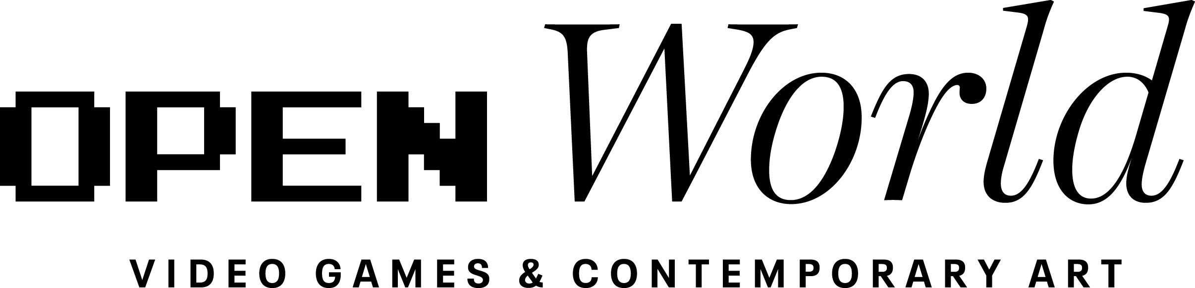 Logo reads OPEN World VIDEO GAMES & CONTEMPORARY ART