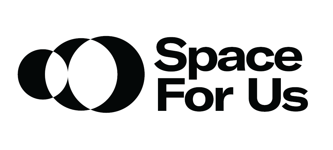 Black and white circular logo next to text that reads "Space For Us"