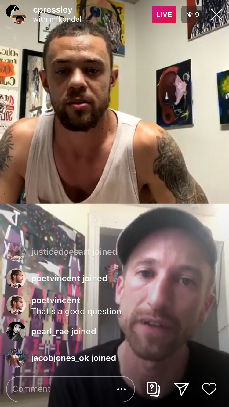 Two people chat over Instagram Live