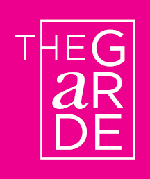 Pink box featuring a vertical logo that reads "THE GARDE"
