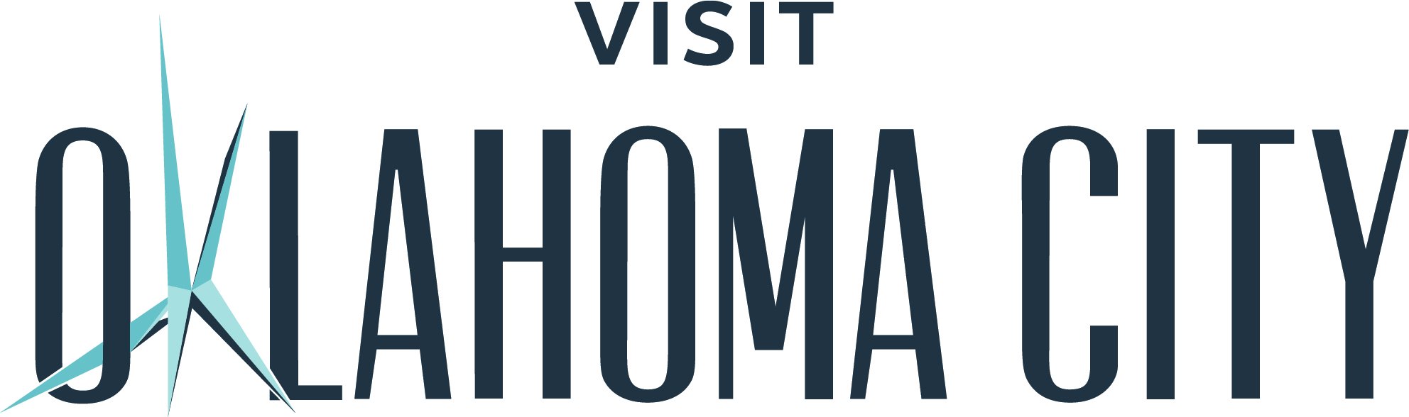 Visit OKC logo, featuring Scissortail Bridge as the K
